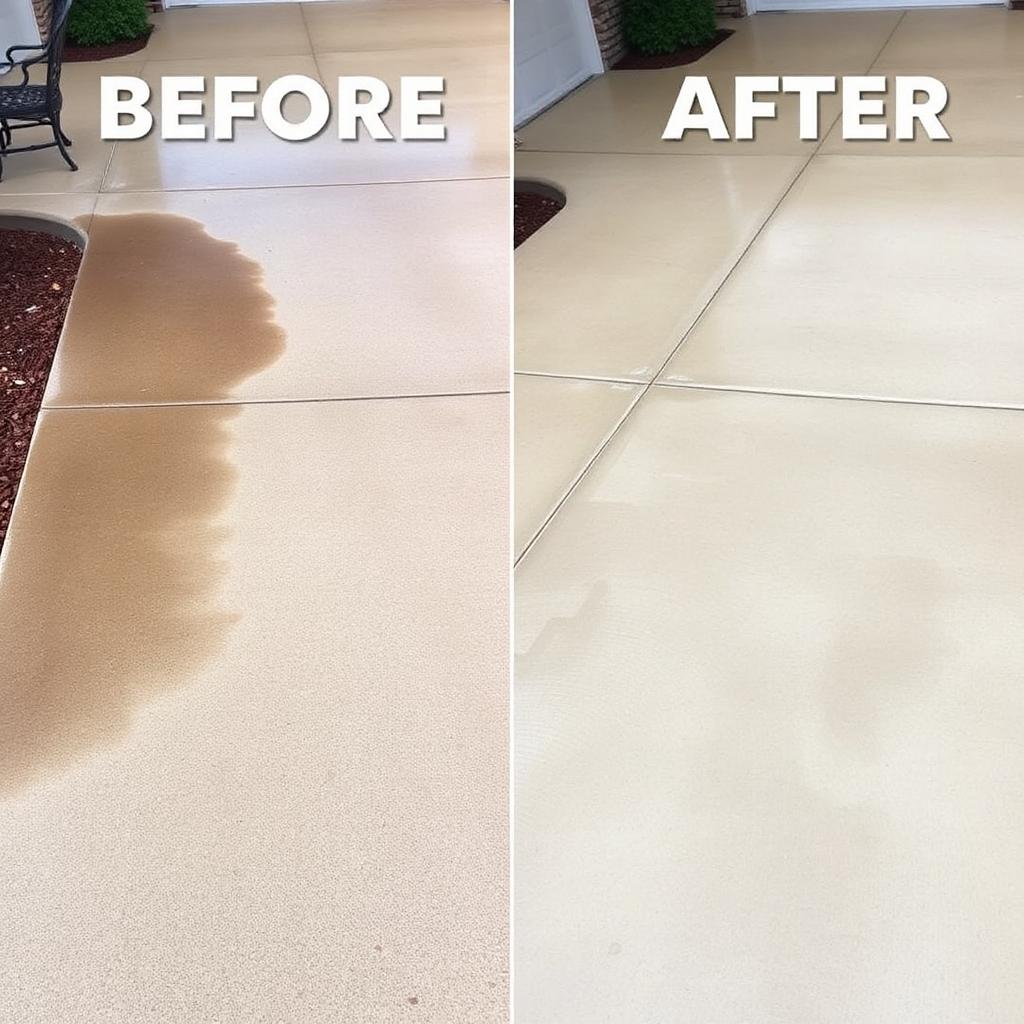 Before and after pressure washing driveway